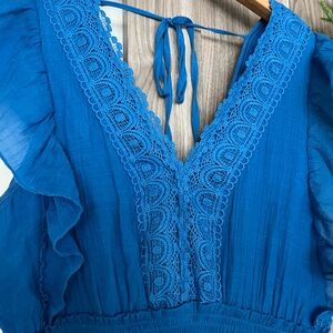 Elegant Blue Lace Maxi Dress